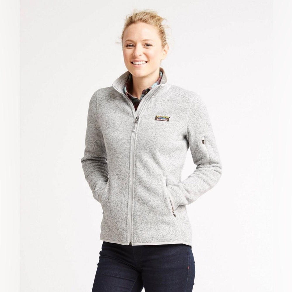 Women's L.L.Bean Sweater Fleece Full-Zip Jacket (color: Pewter, Size: M Regular)